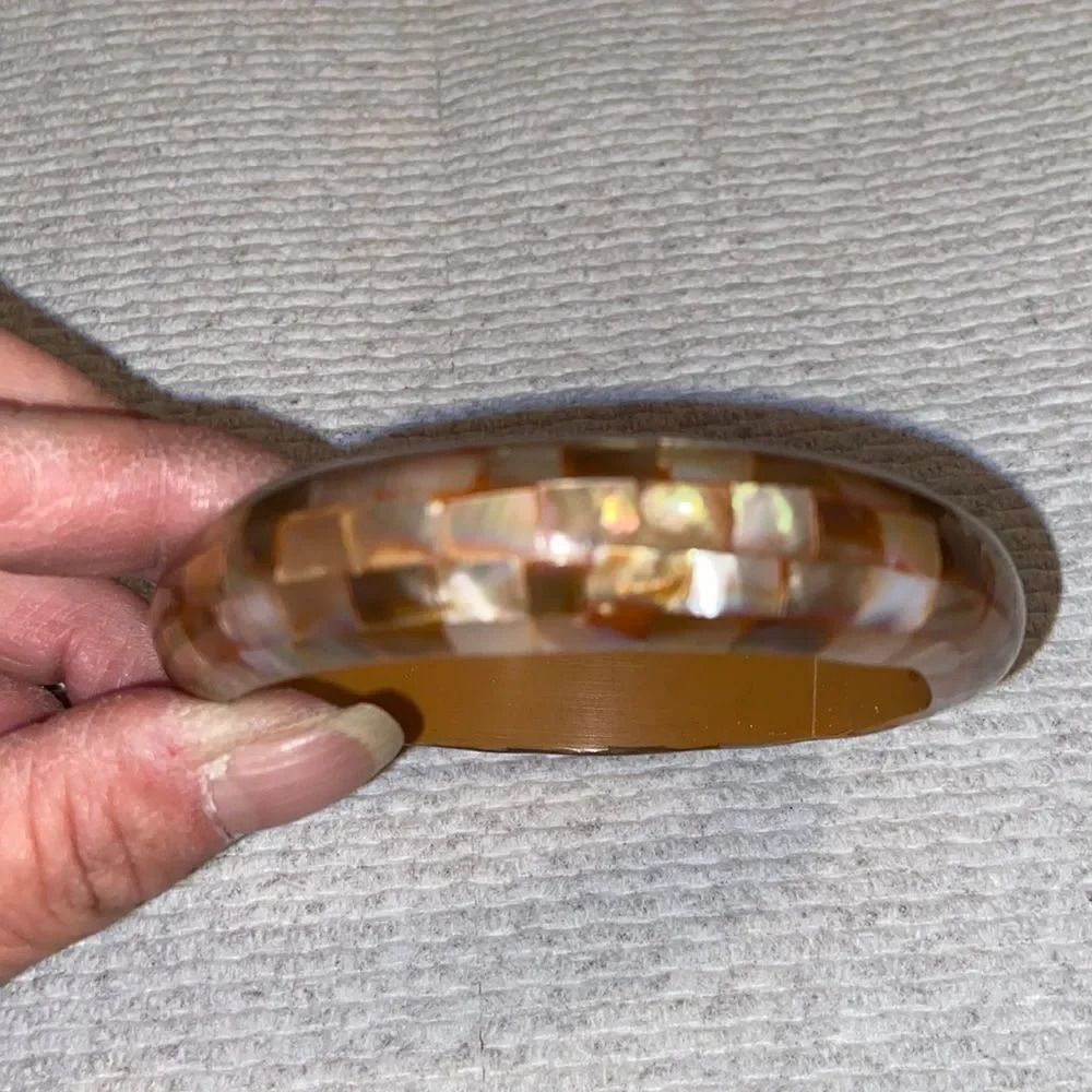 Vintage Art Deco wooden bangle bracelet - Picture 4 of 4